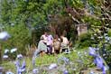 Eating on the terrace at Longlands, Hay on Wye