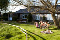 Sitting in the garden at Longlands in Hay on Wye